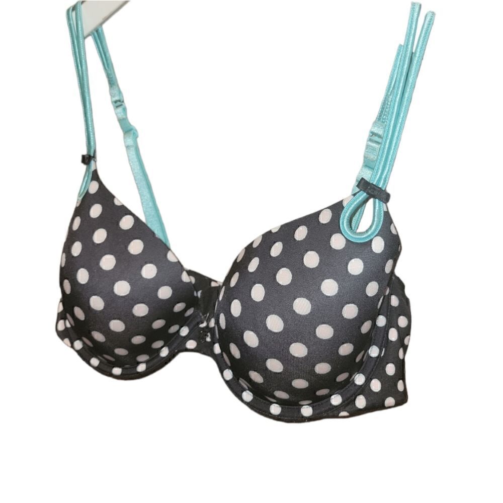 Victoria's Secret Sexy Little Things Black Retro Pin Up Polka-dot Black 34D